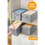 she berrak 4 Adet ANTRASİT Dolap Düzenleyici, Katlanabilir Kıyafet Saklama Kutusu-45 Cmx25 Cmx20cm