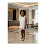 She Dress By Kubra Aksoy Kız Çocuk 23 Nisan Özel Seri Beyaz Fiyonk Detaylı Fırfırlı Elbise Özel Gün ve Davet Elbisesi