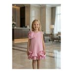 She Dress By Kubra Aksoy Kız Çocuk Özel Seri Pembe Fiyonk Detaylı Fırfırlı Elbise Özel Gün ve Davet Elbisesi