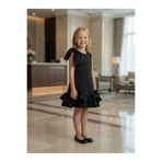 She Dress By Kubra Aksoy Kız Çocuk Özel Seri Siyah Fiyonk Detaylı Fırfırlı Elbise Özel Gün ve Davet Elbisesi