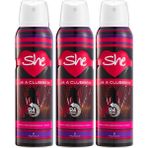 She Kadın Deodorant 150 ml 3 Adet- 24 Saat Kalıcı Egzotik Koku ile Enerjik ve Renkli Deneyim