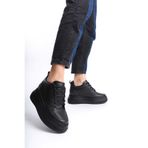She KADIN İÇTEN GİZLİ TOPUKLU SİYAH SPOR AYAKKABI SNEAKER