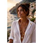 She Sells Amalfi Uzun Kolye – Özel Tasarım Bohem Nazar Boncuklu Kadın Kolye | Paracord ve Altın Kaplama Charmlı