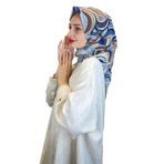 Shecarf Emproyal Desenli Pamuk Soft Eşarp 01093 BUZ MAVİSİ