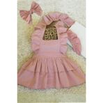 Shecco Babba Askıları Fırfırlı Kat Kat Pembe Kız Çocuk Elbise Bandana Takım 1-10 Yaş Doğum Günü Elbisesi - 9 Yaş