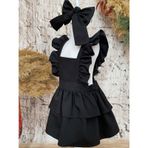 Shecco Babba Askıları Fırfırlı Kız Çocuk Elbise Bandana Takım 6-10 Yaş Siyah-9 Yaş
