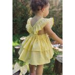 Shecco Babba Kız Çocuk Pötikare Fırfırlı Sarı Elbise Bandana Takım - 05S-Sarı - 2 Yaş