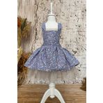 Shecco Babba SB55183 Çiçekli Mavi Kız Çocuk Elbise