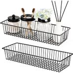 Sheechung Çiftlik Evi Dekoru Metal Tel Depolama Düzenleyici Çöp Sepeti (2'li Paket) - Rustik Tuvalet Kağıdı Tutacağı - Banyo, mutfak dolapları, Kiler, Çamaşır Odası, Dolaplar, Garaj için Saklama Düzenleyici (Siyah)