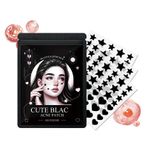 Shefave Pimple Patch 108 adet sevimli siyah akne yaması, yüz bakımı hidrokolloid yara bandı, sivilce bandı, kalp ve yıldız emici cilt kusurları yaması, gündüz ve gece (siyah)