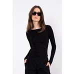 SHEISMONO Cotton Kayık Yaka Bluz Siyah