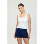 SHEISMONO Soft Rib Oval Yaka Kolsuz Bluz Ekru