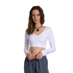 SHEISMONO Soft Touch V Yaka Kısa Bluz Beyaz (Beyaz/M)