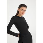 SHEISMONO Soft Touch Yuvarlak Yaka Bluz Siyah (Siyah/XS)