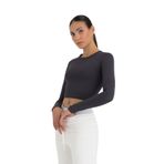 SHEISMONO Soft Touch Yuvarlak Yaka Kısa Bluz Füme (Füme/M)