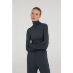 SHEISMONO Ultra Soft Balıkçı Yaka Bluz Füme (Füme/XL)