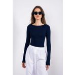 SHEISMONO Ultra Soft Kayık Yaka Bluz Lacivert