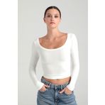 SHEISMONO Ultra Soft Oval Yaka Bluz Ekru