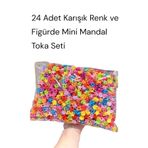 SHEKER HOME 24 Adet Karışık Renk Mini Mandal Toka Seti Kız Çocuk ve Bebek Renkli Figürlü Saç Aksesuarı