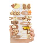 SHEKER HOME Kız Çocuk & Bebek Kiraz & Ayıcık Toka Seti Kahverengi – Pens/Çıtçıt Saç Aksesuarı