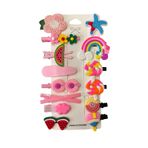 SHEKER HOME Kız Çocuk & Bebek Pembe-Mavi Pens/Çıtçıt Toka Seti 14 Adet – Karışık Saç Aksesuarı
