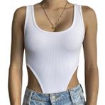 SHEKINI Body Kadın Tank Zarif Bodysuit Bodies Fitilli Örgü Kolsuz Bodys U-Yaka Stringbody İç Giyim Tanga Üst Kıyafet Shapewear Body Shaper, Beyaz, M