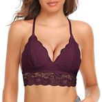 SHEKINI Bralette Kadın Dantel Üçgen Dantel Sütyen Askısız Çıkarılabilir Dolgulu Büstiyer Kadın Racerback Sütyen Seksi İç Çamaşırı, Fuşya, M