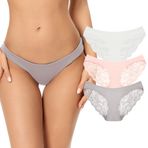 SHEKINI Külot Kadın Dantel Brezilya Külot Kadın Hipster Külot Dantel Panties Çok Renkli İç Çamaşırı Çoklu Paket 3'lü Paket, D,236, M