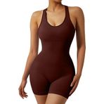 SHEKINI Shapewear Kadın Karın Açıcı Güçlü Şekillendirici Vücut Şekillendirici Tulum Şort Kilo Verme Şekillendirici Bodysuit Tummy Control, Kahverengi, M
