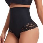 SHEKINI Shapewear Kadın Karın Önleyici Korse Slip Dantelli Yüksek Bel Şekillendirici Külot İç Çamaşırı String Tanga Body Shaper, Siyah, XXL