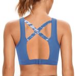 SHEKINI Spor sütyeni, push-up büstiyer, kadın sırtı çapraz askılı, balensiz, yoga, spor sütyeni, nefes alır, şok, dolgulu, fitness, koşu, yoga sütyeni, Mavi, S