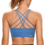 SHEKINI Spor sütyeni, sırt çapraz askılı, yoga spor sütyeni, nefes alır, şok büstiyer, dolgulu spor sütyeni, üst Buhar mavisi, 8009 L