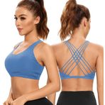 SHEKINI Spor sütyeni, sırt çapraz askılı, yoga spor sütyeni, nefes alır, şok büstiyer, dolgulu spor sütyeni, üst Buhar mavisi, 8011 M