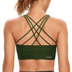 SHEKINI Spor sütyeni, sırt çapraz askılı, yoga spor sütyeni, nefes alır, şok büstiyer, dolgulu spor sütyeni, üst Ordu yeşili, 8009 XL
