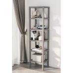 Shelf 6 Katlı Kitaplık Plastik Raf Ünitesi Çiçeklik , Banyo Mutfak Rafı- Gri