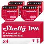 Shelly 1Pm Gen3 - Wlan Akıllı Röle Anahtarı, Akım Ölçümü, Elektrik Ölçer, 1 Kanal, 16A, Işık Anahtarı, Isıtma, Akıllı Ev, Zamanlayıcı, Alexa Ve Google Home, Hub Gerekmez (4'Lü Paket)