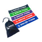 Shelter Fitness: Premium Lateks Mini Döngü Direnç Bantları - Çok Yönlü Egzersiz Aksesuarı, Tüm Fitness Seviyeleri için İdeal, Kaymaz, Dayanıklı, 5 Direnç Seviyesi - Seyahat için Uygun Taşıma Çantası