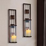 Shelving Solution Duvar Apliği Mumluk Metal Duvar Dekorasyonları, Oturma Odası, Banyo, Yemek Odası için, 2'li Set