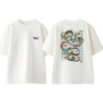 Shen Long Tasarım Sırt Baskılı Pamuk Beyaz Oversize T-Shirt