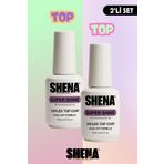Shena 2li Kat Seti Super Shine Top Coat 15 ml - Kalıcı Oje & Protez Tırnak Üst Katman 15 15ml 2 Adet