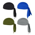 Shengxi 4 adet spor bandana şapka, erkek, elastik, nefes alır, bisikletçi bandana şapkası, bisiklet kaskının altında, jogging, yürüyüş ve bisiklet için, teri dışarı atan Quick Dry, Siyah, Mavi, Gri,