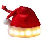 shenruifa LED Noel şapkası, parlak pelüş Noel Baba şapkası, Noel kostümü aksesuarları, tatil partisi aksesuarı (kırmızı)