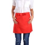 shenruifa Sunucu garson bel önlüğü, üniseks, 7 tek renkli, yarı uzunlukta polyester önlük, üniseks, kurdele, garson için cepli, Kırmızı, #-01