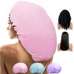 Sheomern 3 adet 35 cm XL duş bonesi, kadın, ekstra büyük, çift su geçirmez duş bonesi, ayarlanabilir, tekrar kullanılabilir başlık, saten ipek saç bonesi, kadınlar için, rasta kilitleri, uzun saçlar
