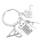 SHERCHPRY 1 Adet mezura pusula anahtarı Anahtarlık Kolye matematik takı şerit metre talebe tasarim hesap makinesi anahtarlik anahtarlık dekoru yaratıcı anahtarlıklar metal (demir)