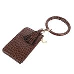 SHERCHPRY 1 adet Pu anahtarlık kartları deri kart bileklik bozuk para moda püskül taşınabilir bileklik zincir bilezik çantası kahve Mini tutucu kadın çanta anahtarlık çanta anahtar Keychian, Kahve, 14X9.5X1.5CM