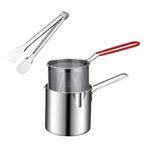 SHERCHPRY 1 set paslanmaz çelik kızartma tenceresi, süzgeçli sepet, derin fritözler, balık, karides tavuk ve patates kızartması için kızartma tenceresi (klipsli)