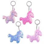 SHERCHPRY 1 Takım Payetli Unicorn Charm Yenilik Anahtarlık Araba Kolye Anahtarlık Çanta Çanta Kolye Oyuncak Arabalar Tote Torbası Metal 4 Adet