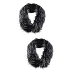 SHERCHPRY 2 adet 82 kabarık eşarp Faux kürk eşarp beyaz kürk şal siyah şal kadınlar için kürk pelerin eşarp ve sarar kürklü, Blackx2 adet, mediumx2pcs