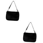 SHERCHPRY 2 Adet Peluş Omuz Çantası Crossbody Çanta Peluş Çanta Laptop Messenger Çanta Kadınlar için Bayan Cüzdan Crossbody Kanvas Çantalar Suni Kürk Çantalar Kadın Saklama Çantaları Metal Zincir,